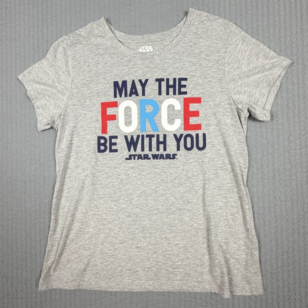 Star Wars May The Force Be With You Graphic Tee Heather Gray Women Medium